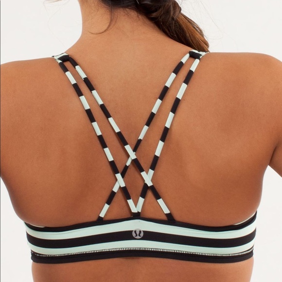 Lululemon Free To Be Bra in Sea Stripe Mint Moment Black Women’s Size 2 - Picture 6 of 8